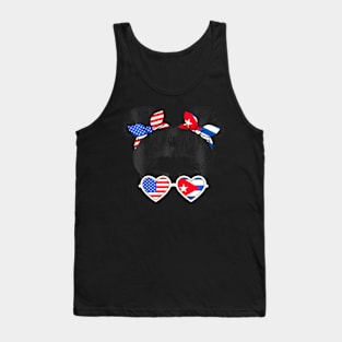 Kids Cute  American  Cuban Girl USA Cuba Flag Patriot Tank Top